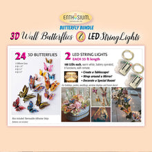 Load image into Gallery viewer, NEW! 24 Wall Butterflies &amp; 2 LED String Lights Bundle
