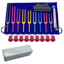 Load image into Gallery viewer, Solfeggio Tuning Fork Set, 9-Color Aluminum Alloy
