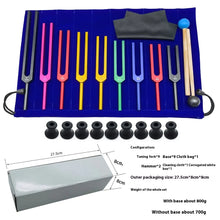 Load image into Gallery viewer, Solfeggio Tuning Fork Set, 9-Color Aluminum Alloy
