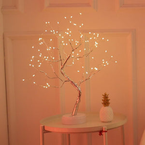 LED USB Fire Tree Light Copper Wire Table Lamps Night Light