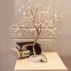 LED USB Fire Tree Light Copper Wire Table Lamps Night Light